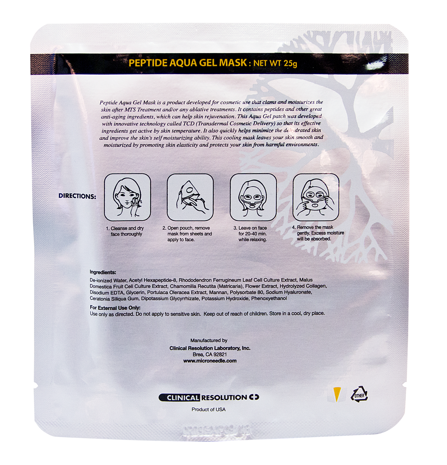 Single Peptide Aqua Gel Face Mask
